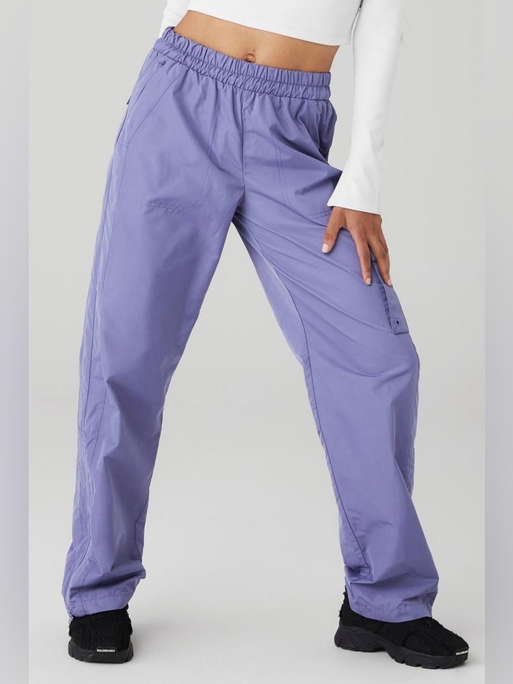 Alo Yoga Gray Cargo Pants Ankle Zippers Acubi Y2K Streetwear Est XS–S